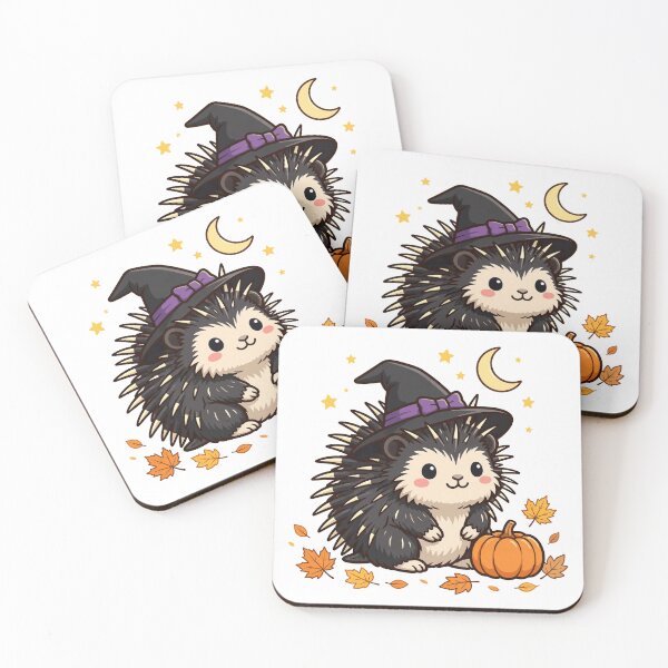 Item preview, Porcupine in a Witch Hat, Cute Porcupine with Pumpkin, Moon and Stars designed and sold by ElicitaDesign.