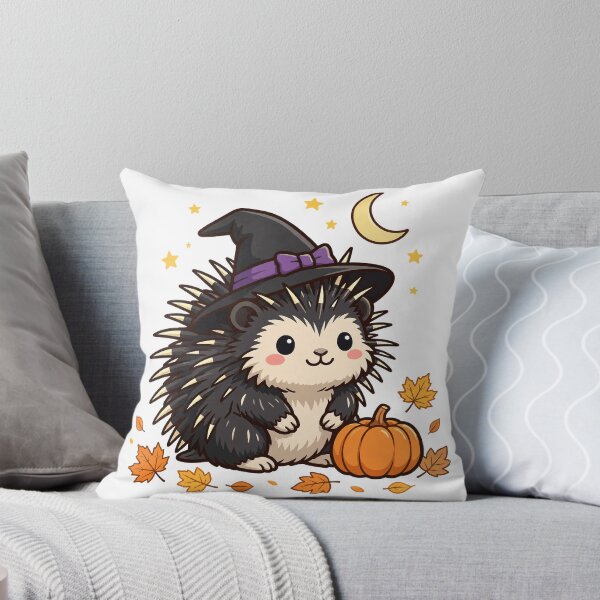 Item preview, Porcupine in a Witch Hat, Cute Porcupine with Pumpkin, Moon and Stars designed and sold by ElicitaDesign.
