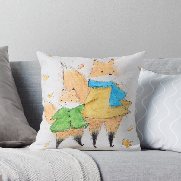 Item preview, Mama and Baby Fall Foxes | Cozy Autumnal Fox Drawing designed and sold by AngelaMarieArt.