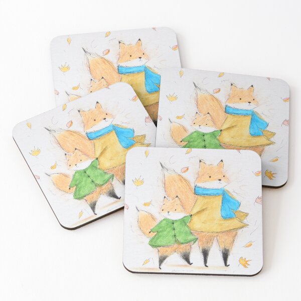 Item preview, Mama and Baby Fall Foxes | Cozy Autumnal Fox Drawing designed and sold by AngelaMarieArt.