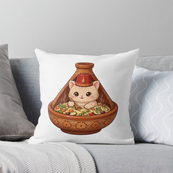 Aperçu de l'œuvre Tajine marocain Chat Couscous Fez Chapeau Mignon créée et vendue par Cyber Gold Studio.