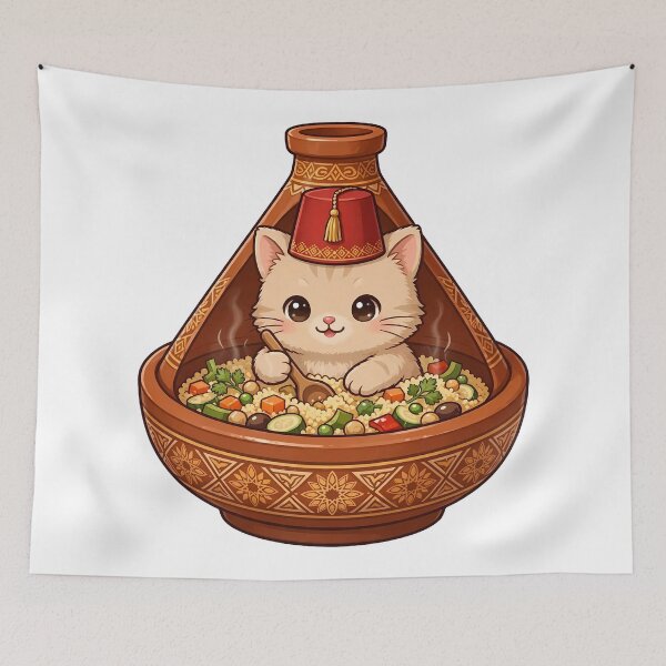 Item preview, Moroccan Tagine Cat Couscous Fez Hat Cute designed and sold by Cyber Gold Studio.