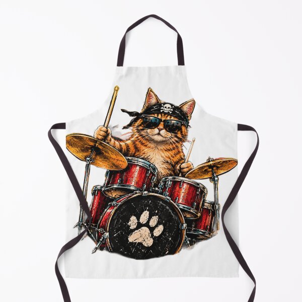 Item preview, Cool Cat Drummer with Sunglasses – Funny Music Cat designed and sold by KretDesign.