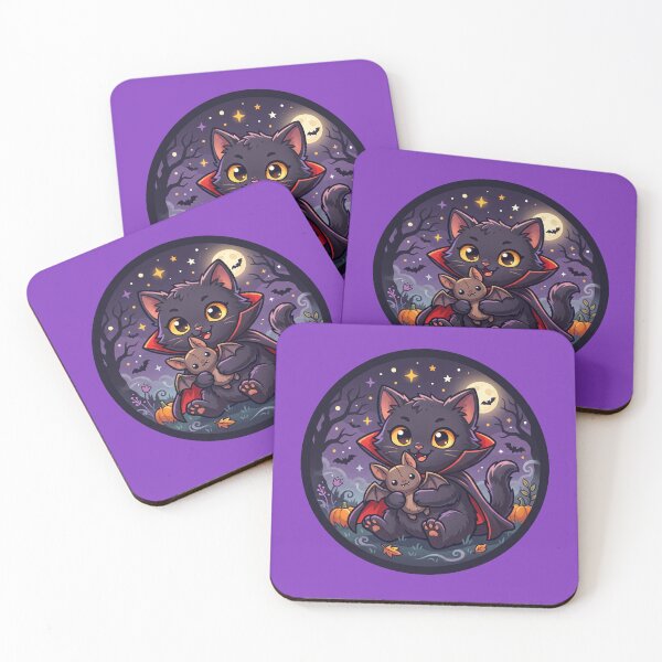 Item preview, Spooky Cuddles: Vampire Cat and Little Bat designed and sold by TTERRA.