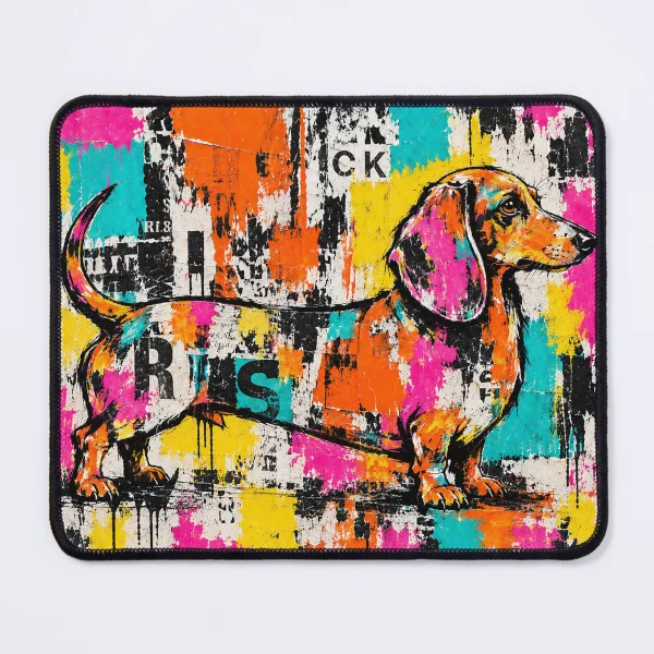Mauspad mit Dackel Artwork im bunten Graffiti-Stil von DasDaggel