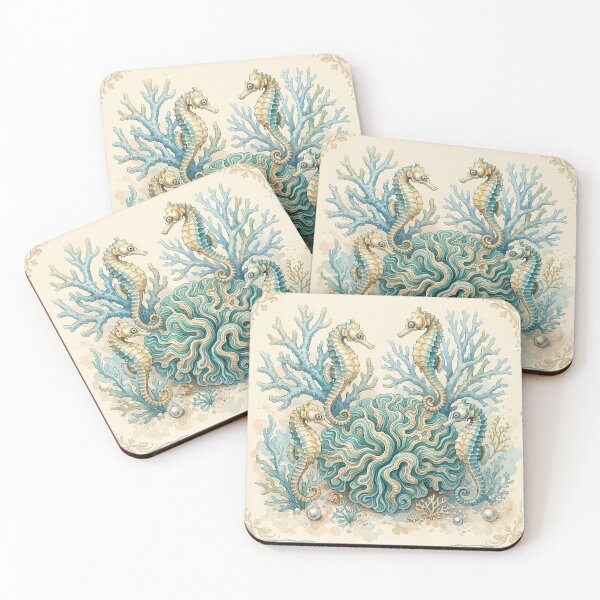 Item preview, Vintage maritime seahorse with starfish in watercolor style designed and sold by design-rebell.