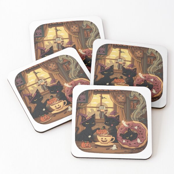 Item preview, Spooky Black Cats Halloween Cafe – Cute Witches, Ghosts and Pumpkin Coffee designed and sold by AMAZING1SHOP.