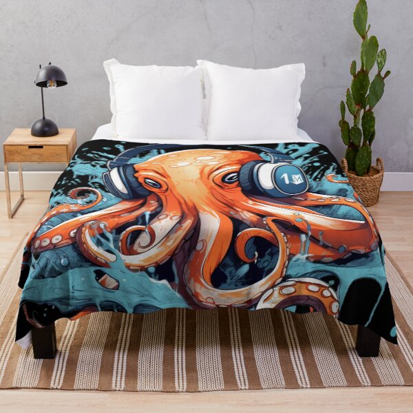 Item preview, Cool DJ Octopus Wearing Headphones Splashing Water Music Art designed and sold by DesignArtique.