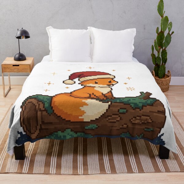 Item preview, fox wearing a Christmas hat, pixel art style designed and sold by samuzai.