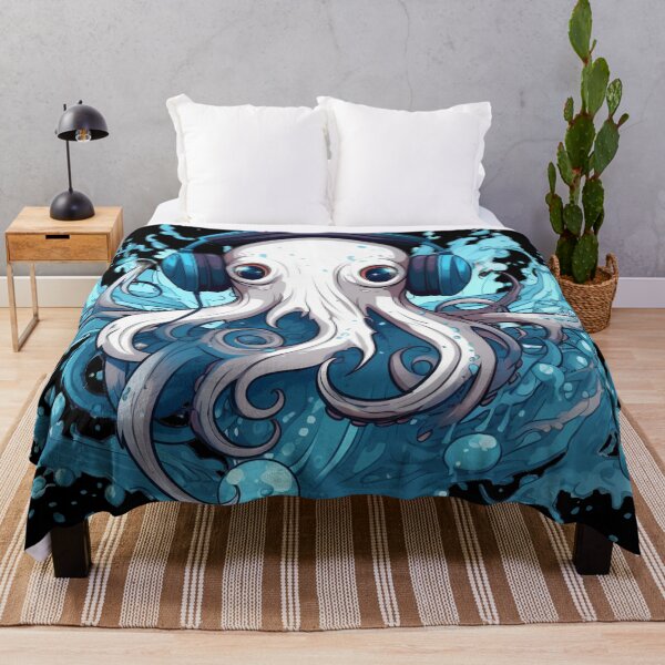 Item preview, Cool DJ Octopus Wearing Headphones Splashing Water Music Art designed and sold by DesignArtique.