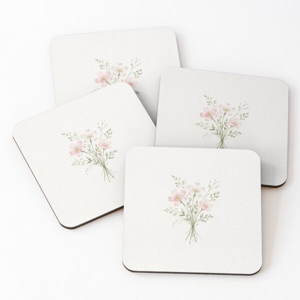Item preview, Delicate Wildflower Bouquet Pink Cosmos Watercolor Minimalist designed and sold by Sofia art shop.