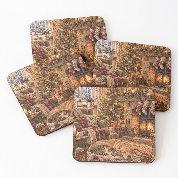 Item preview, The Holiday Season Winter Cottage with Cat and Dog designed and sold by Studio Pico.