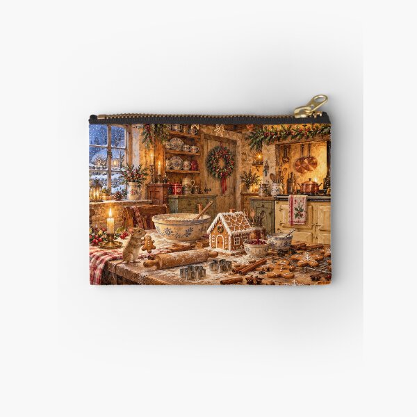 Item preview, Sneaky little mouse stealing christmas cookies from english cottage kitchen  designed and sold by Studio Pico.