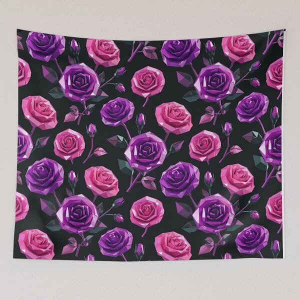 Item preview, Dark Low Poly Rose Garden Pattern designed and sold by Owcomm.