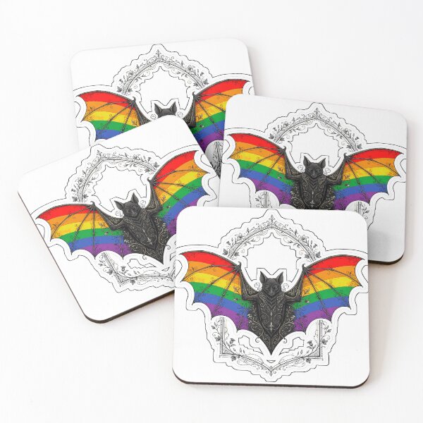 Item preview, Gothic Rainbow Bat Art Nouveau designed and sold by StateofQueer.