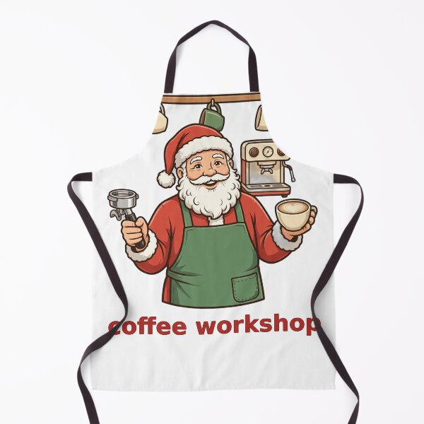 Item preview, Santa Barista Coffee Workshop — Retro Christmas Barista With Latte Art designed and sold by Neshmi.