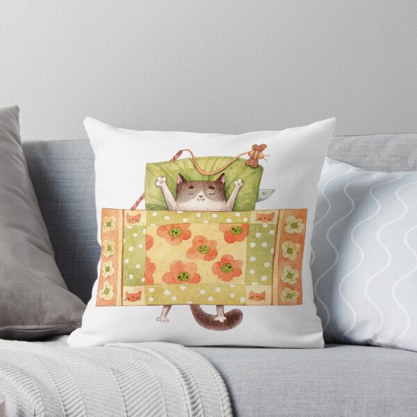 Item preview, Sleeping Cat Under a Floral Quilt designed and sold by White Rabbit Design .