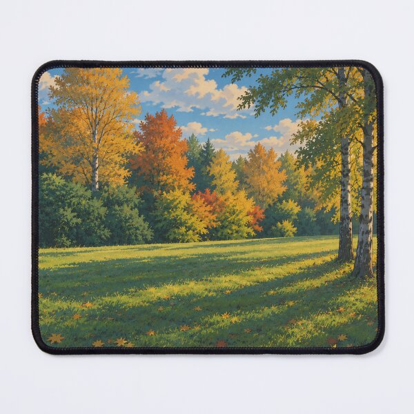 Item preview, Studio Ghibli style autumn clearing with bright sunbeams and golden trees designed and sold by CielitoArt.