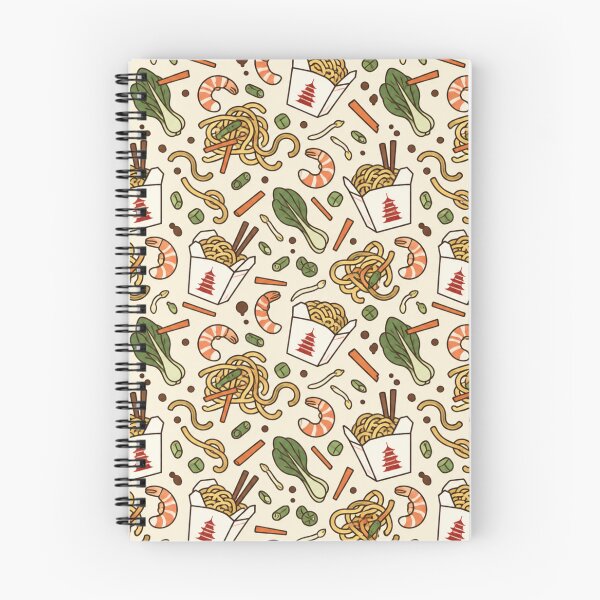 Item preview, Chow Mein Pattern | Takeout Noodle Boxes with Shrimp, Bok Choy and Carrots on Cream designed and sold by StickyGuys.