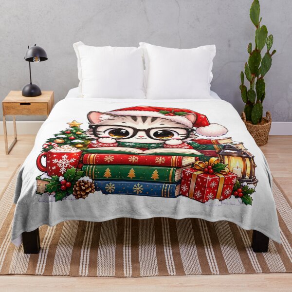 Item preview, Christmas Bookworm Cat designed and sold by QuiteOrbit.