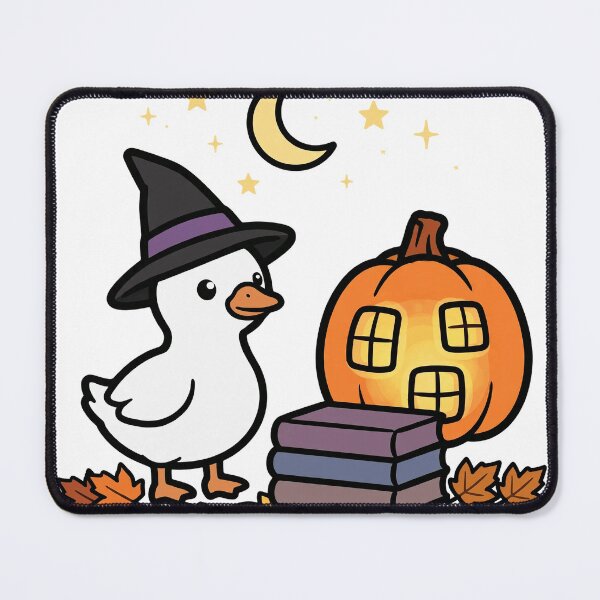 Item preview, Goose in a Witch Hat with a Pumpkin Lantern, Cute Goose, Pumpkin, Moon and Stars designed and sold by ElicitaDesign.