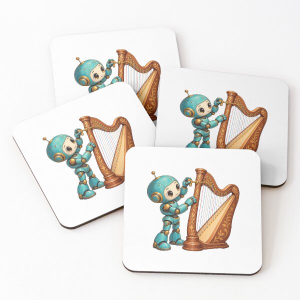 Item preview, Robot Tuning a Wooden Harp designed and sold by JS Creative Studio.