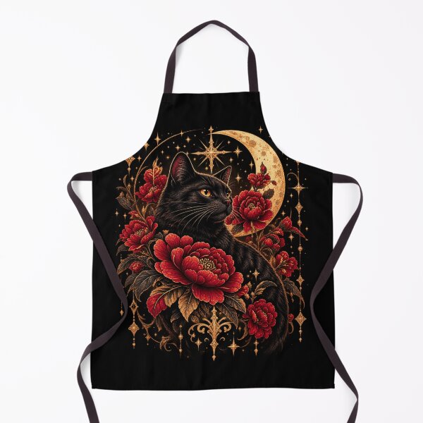 Item preview, Crimson Moon Cat – Gothic Black Cat & Celestial Floral Art designed and sold by Areesha Farooq.