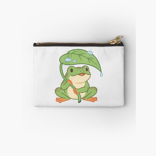 Item preview, Happy Green Frog Holding a Rainy Day Leaf Umbrella designed and sold by zan-mf.