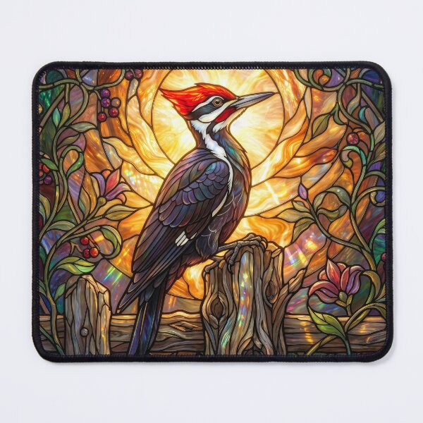 Item preview, Stained Glass Pileated Woodpecker on Fence Post designed and sold by Tridentulus.