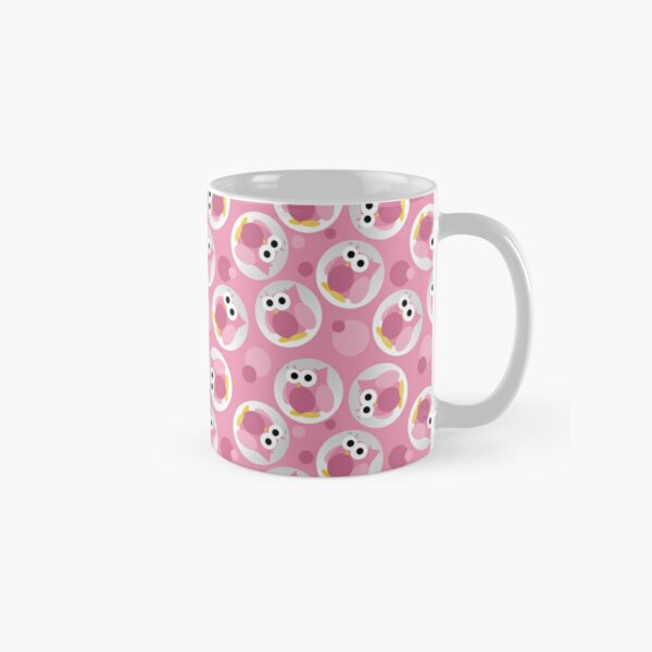 Funny Cute Pink Owl Pattern Travel Mug