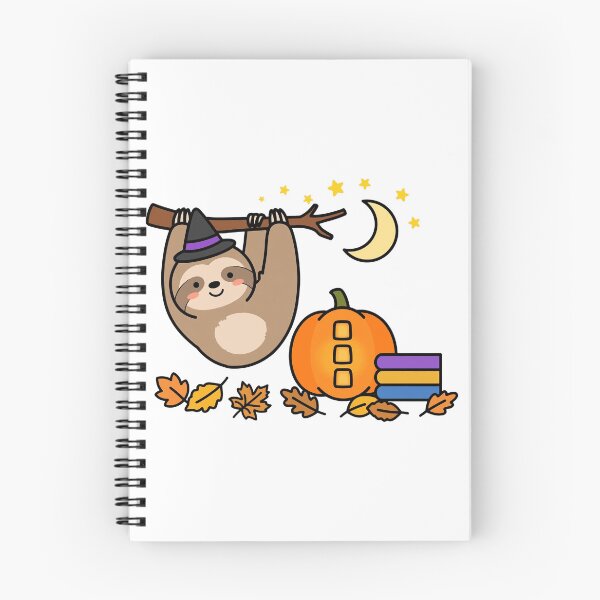 Item preview, Sloth in a Witch Hat with a Pumpkin Lantern, Cute Sloth, Pumpkin, Moon and Stars designed and sold by ElicitaDesign.
