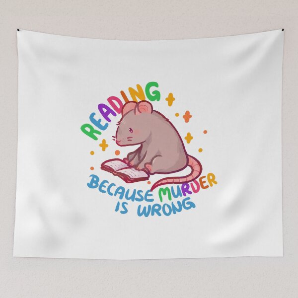 Item preview,  Mouse Reading Because Murder Is Wrong Funny Sarcasm designed and sold by OMITTEROMINOUS.