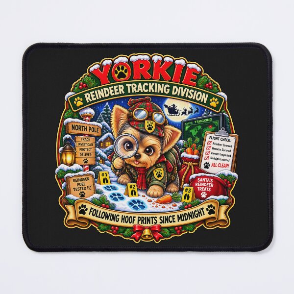 Item preview, Yorkie Reindeer Tracking Division | Funny Christmas Dog designed and sold by Nacho-A-Daddy Creations.
