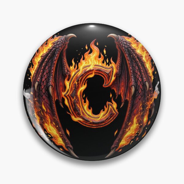 Item preview, Letter C Epic Dragon Wings And Fire Fantasy Monogram designed and sold by JunTheK.