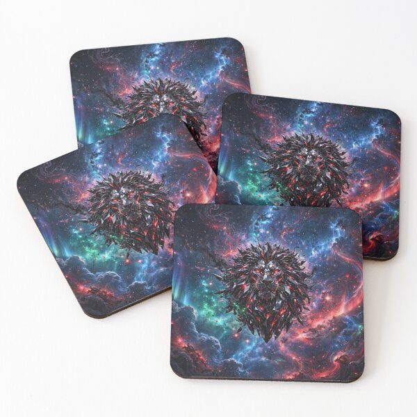Item preview, Cosmic Crystal Lion King - Blue Cherry Red Galaxy Edition | Nebula Lion Art designed and sold by Om Matrix Studio.