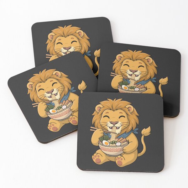 Item preview, Cute Lion Eating Ramen Japanese Noodle Bowl Art designed and sold by JvW studios.