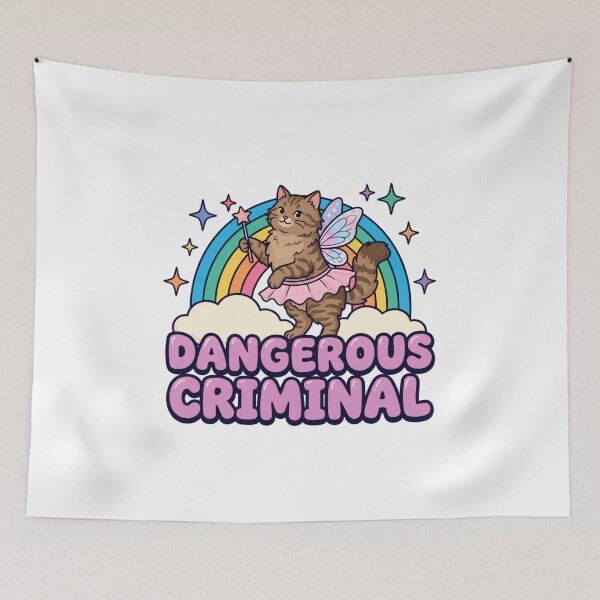 Item preview, Dangerous Criminal - Cute Fairy Cat With Rainbow And Tutu designed and sold by LuloCreative.