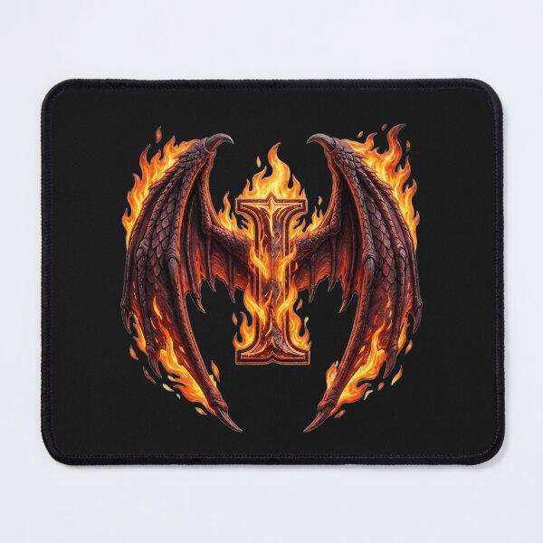 Item preview, Letter I Epic Dragon Wings And Fire Fantasy Monogram designed and sold by JunTheK.