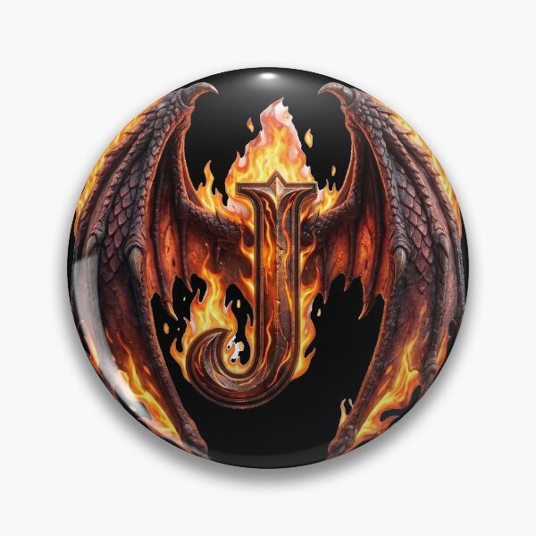 Item preview, Letter J Epic Dragon Wings And Fire Fantasy Monogram designed and sold by JunTheK.
