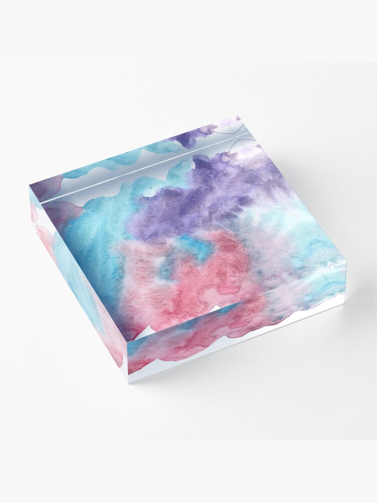 Alternate view of Original Watercolor Painting Wet on Wet color bleed Acrylic Block