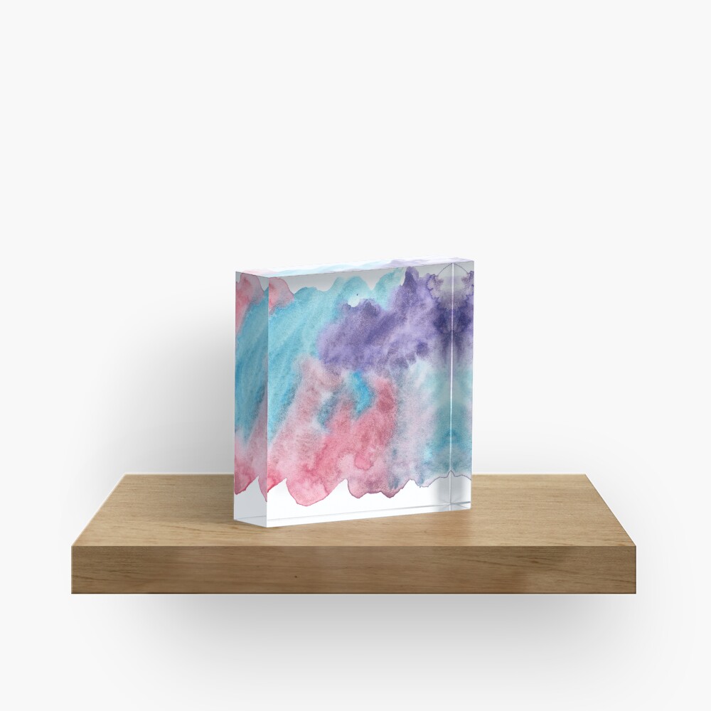 Original Watercolor Painting Wet on Wet color bleed Acrylic Block