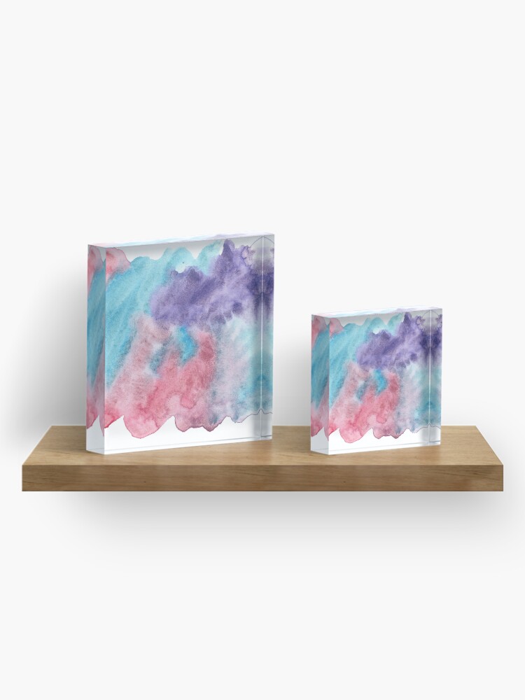 Alternate view of Original Watercolor Painting Wet on Wet color bleed Acrylic Block