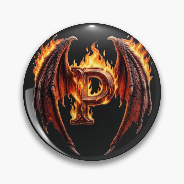 Item preview, Letter P Epic Dragon Wings And Fire Fantasy Monogram designed and sold by JunTheK.