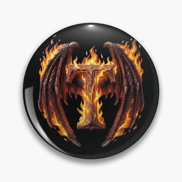 Item preview, Letter T Epic Dragon Wings And Fire Fantasy Monogram designed and sold by JunTheK.
