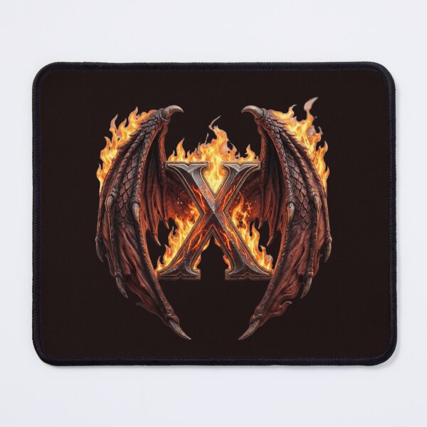 Item preview, Letter X Epic Dragon Wings And Fire Fantasy Monogram designed and sold by JunTheK.