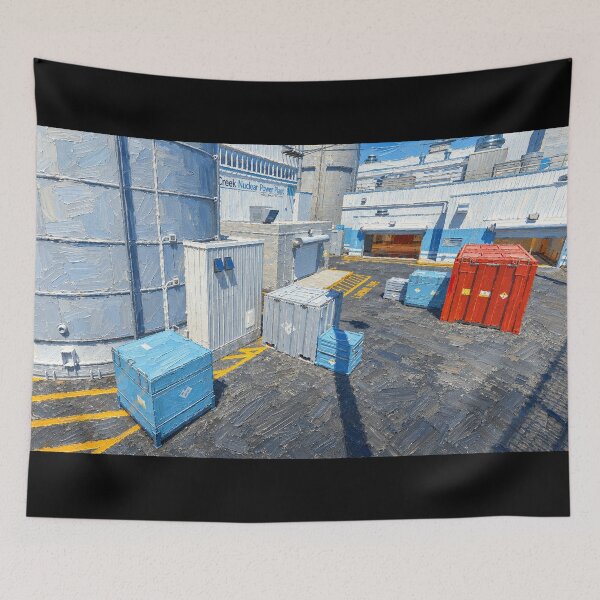 Item preview, Industrial Yard Shipping Containers Oil Painting designed and sold by BitGames.