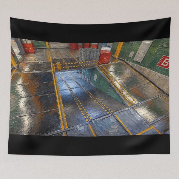Item preview, Industrial Ramp Hazard Stripes Oil Painting designed and sold by BitGames.