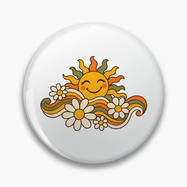 Artikelvorschau, Groovy Smiling Sun with Daisies and Rainbow Waves entworfen und verkauft von victorsuarez.