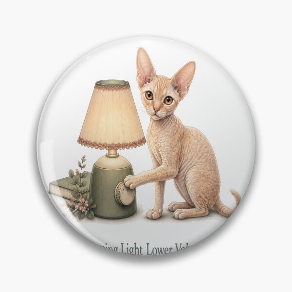 Artikelvorschau, Devon Rex Cat Dimming a Lamp for a Quiet Evening entworfen und verkauft von PurrBloom Studio.