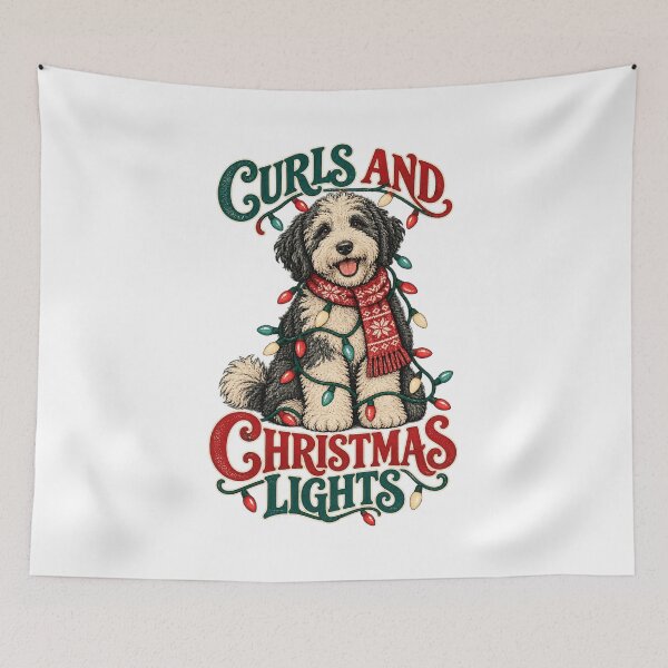 Item preview, Christmas Dog With Lights Typography designed and sold by Trailember.